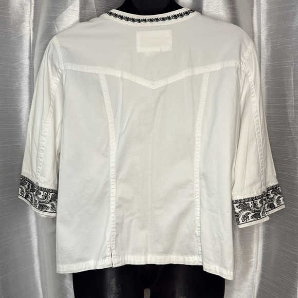 Live A Little LAL Embroidered Snap Up Stretch White 3/4 Sleeve Jacket Blazer - Picture 5 of 8